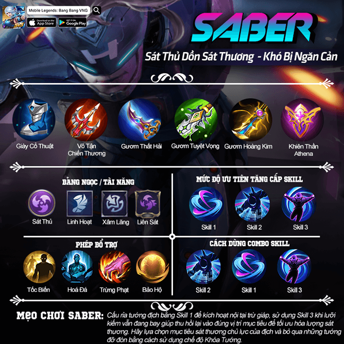 Hướng dẫn chơi Saber game Mobile Legends: Bang Bang
