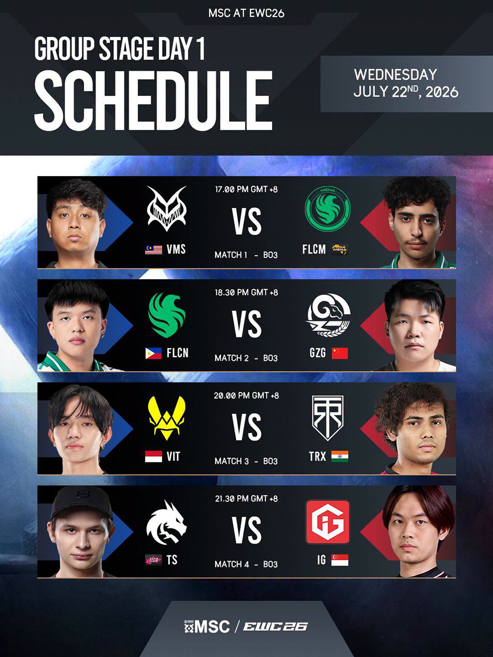 Lịch thi đấu Group Stage ngày 1